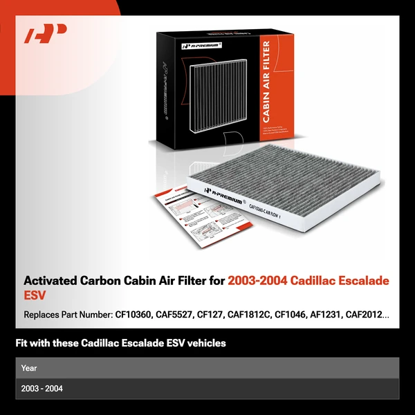 Activated Carbon Cabin Air Filter for 2003-2004 Cadillac Escalade ESV