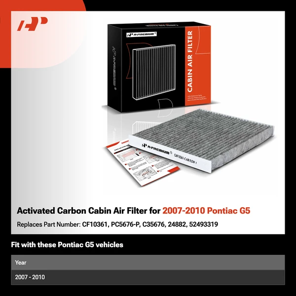Activated Carbon Cabin Air Filter for 2007-2010 Pontiac G5