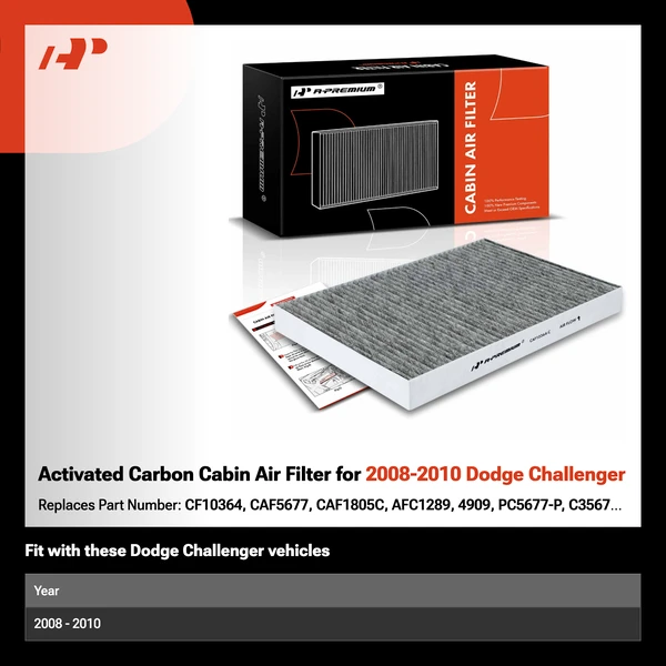 Activated Carbon Cabin Air Filter for 2008-2010 Dodge Challenger