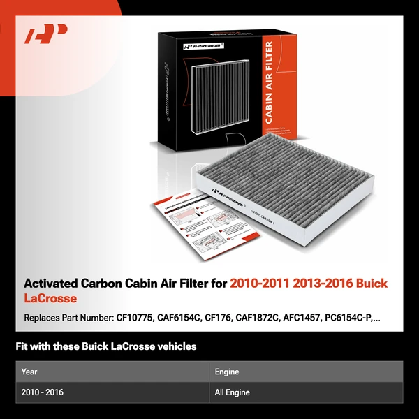 Activated Carbon Cabin Air Filter for 2010-2011 2013-2016 Buick LaCrosse