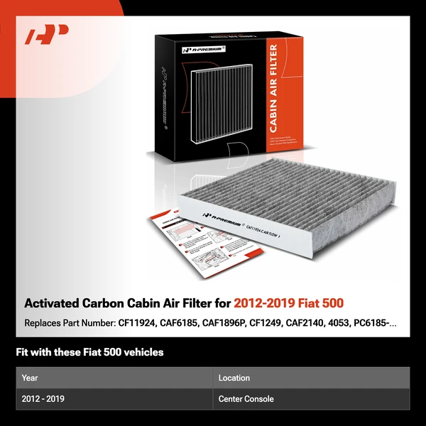 Activated Carbon Cabin Air Filter for 2012-2019 Fiat 500