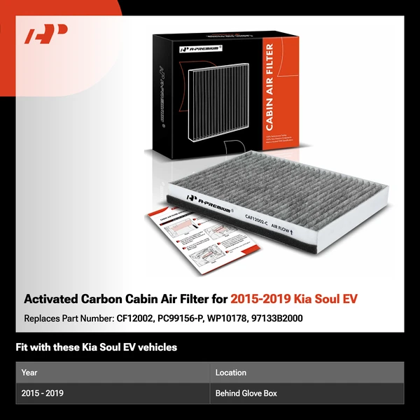 Activated Carbon Cabin Air Filter for 2015-2019 Kia Soul EV