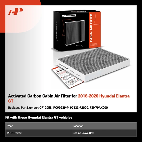 Activated Carbon Cabin Air Filter for 2018-2020 Hyundai Elantra GT