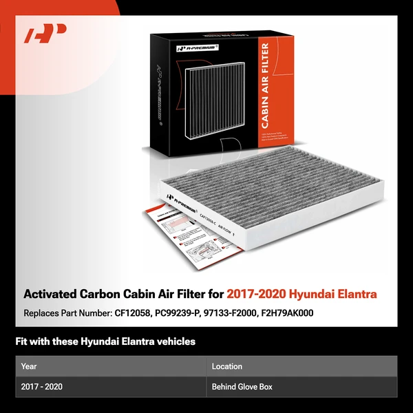 Activated Carbon Cabin Air Filter for 2017-2020 Hyundai Elantra