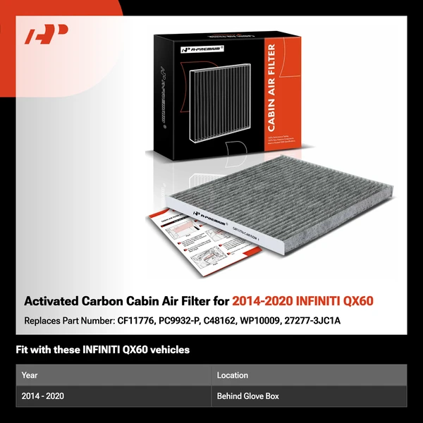 Activated Carbon Cabin Air Filter for 2014-2020 INFINITI QX60