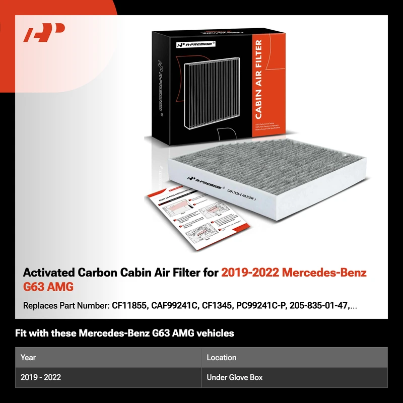 Activated Carbon Cabin Air Filter for 2019-2022 Mercedes-Benz G63 AMG