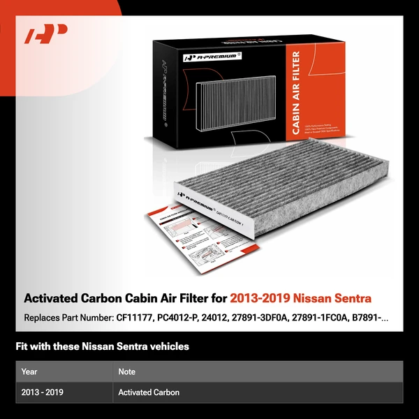 Activated Carbon Cabin Air Filter for 2013-2019 Nissan Sentra