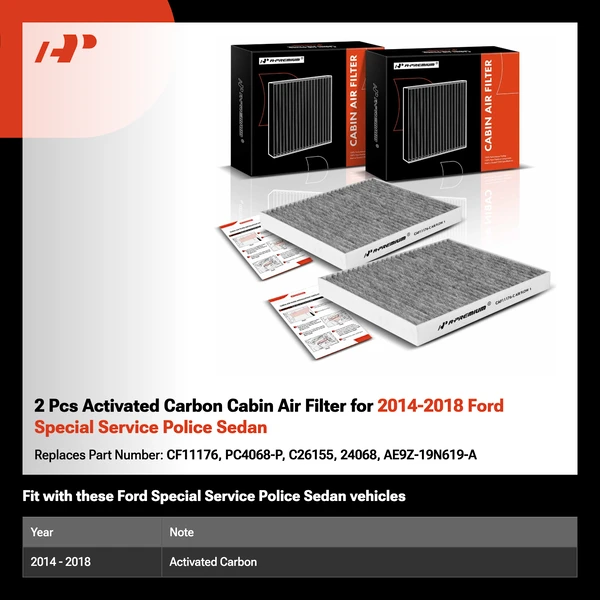 2 Pcs Activated Carbon Cabin Air Filter for 2014-2018 Ford Special Service Police Sedan