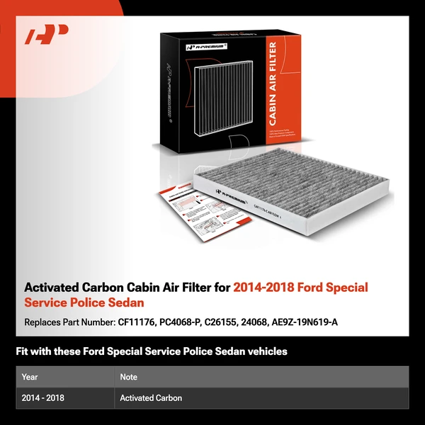Activated Carbon Cabin Air Filter for 2014-2018 Ford Special Service Police Sedan