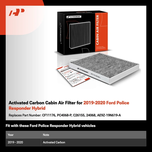Activated Carbon Cabin Air Filter for 2019-2020 Ford Police Responder Hybrid