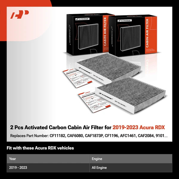 2 Pcs Activated Carbon Cabin Air Filter for 2019-2023 Acura RDX