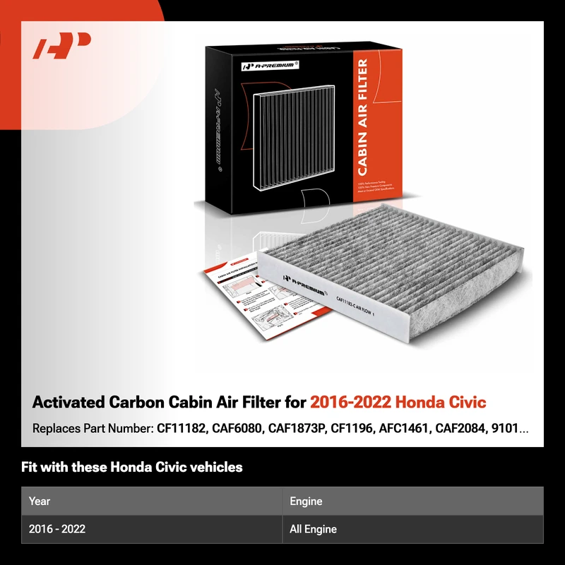 Activated Carbon Cabin Air Filter for 2016-2022 Honda Civic