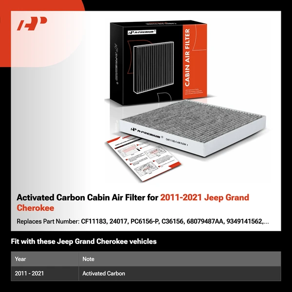 Activated Carbon Cabin Air Filter for 2011-2021 Jeep Grand Cherokee