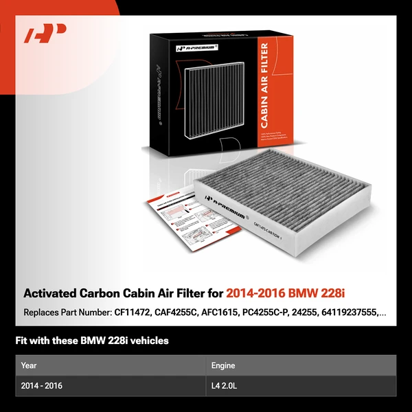 Activated Carbon Cabin Air Filter for 2014-2016 BMW 228i