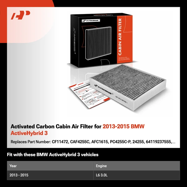 Activated Carbon Cabin Air Filter for 2013-2015 BMW ActiveHybrid 3