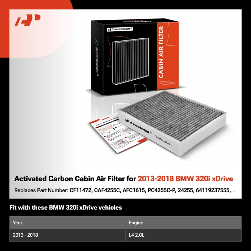 Activated Carbon Cabin Air Filter for 2013-2018 BMW 320i xDrive