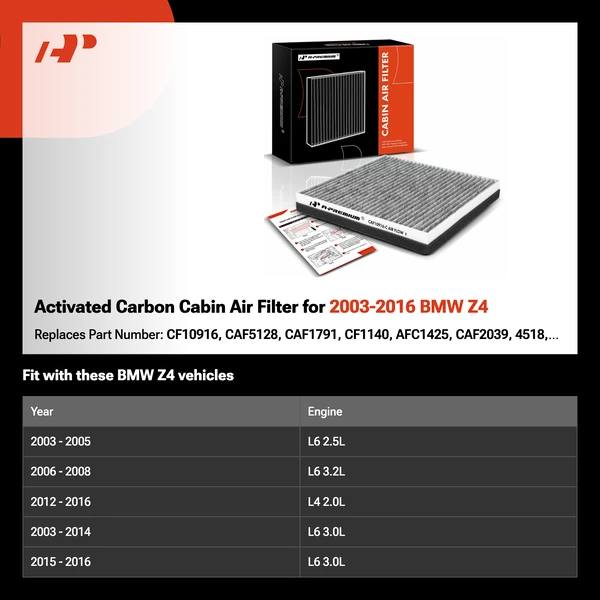 Activated Carbon Cabin Air Filter for 2003-2016 BMW Z4