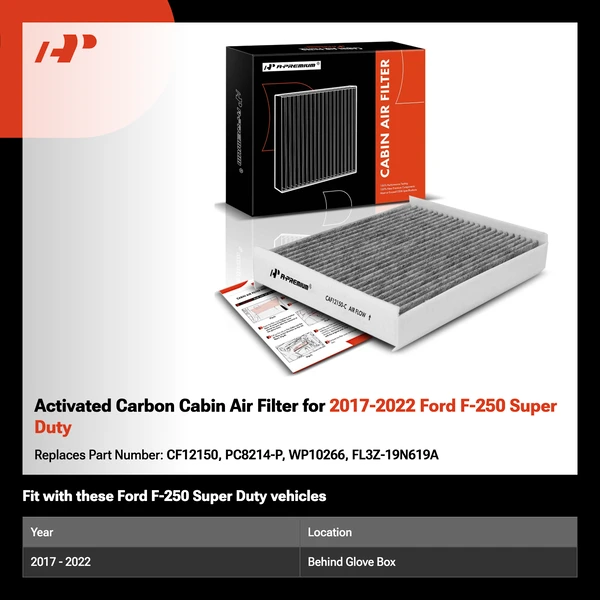 Activated Carbon Cabin Air Filter for 2017-2022 Ford F-250 Super Duty