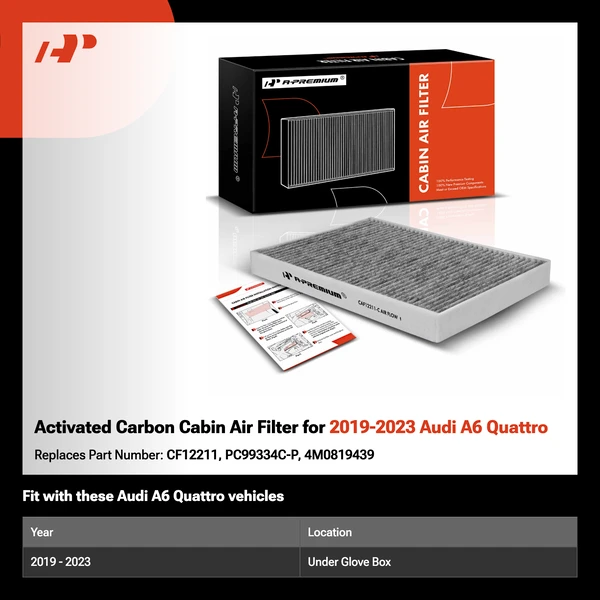 Activated Carbon Cabin Air Filter for 2019-2023 Audi A6 Quattro