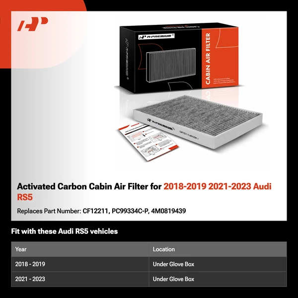 Activated Carbon Cabin Air Filter for 2018-2019 2021-2023 Audi RS5