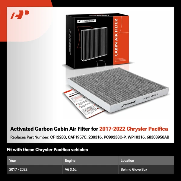 Activated Carbon Cabin Air Filter for 2017-2022 Chrysler Pacifica