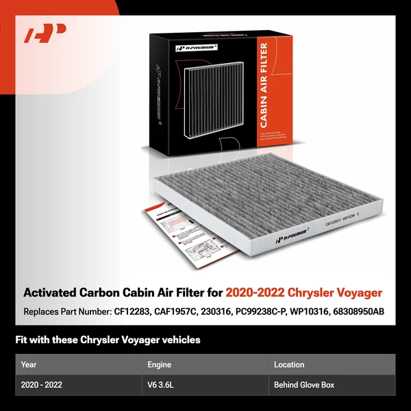 Activated Carbon Cabin Air Filter for 2020-2022 Chrysler Voyager