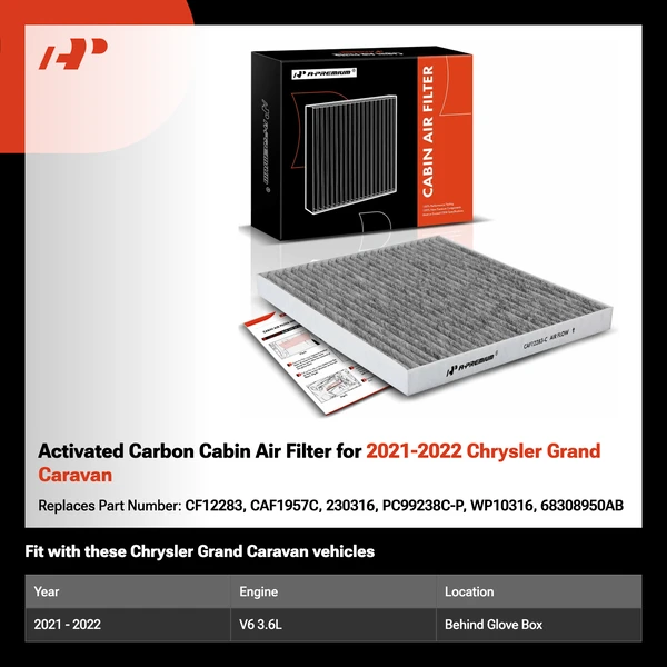 Activated Carbon Cabin Air Filter for 2021-2022 Chrysler Grand Caravan