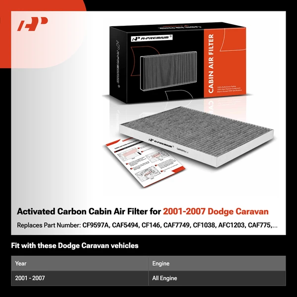 Activated Carbon Cabin Air Filter for 2001-2007 Dodge Caravan