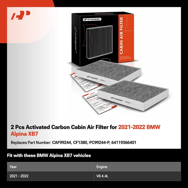 2 Pcs Activated Carbon Cabin Air Filter for 2021-2022 BMW Alpina XB7