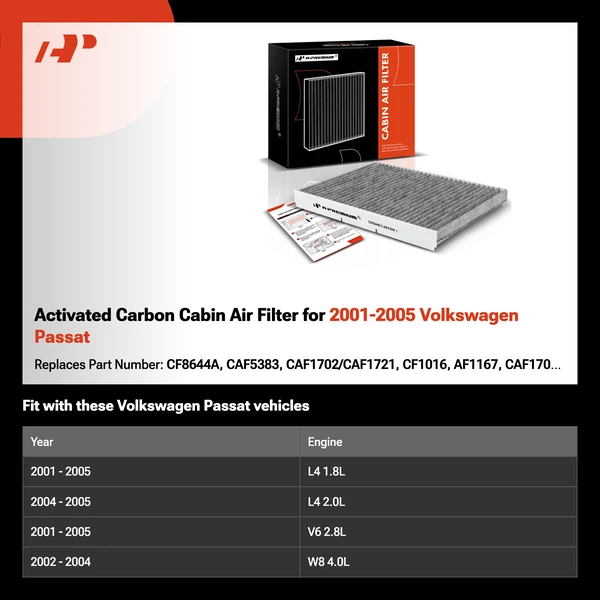 Activated Carbon Cabin Air Filter for 2001-2005 Volkswagen Passat