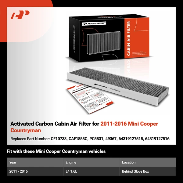 Activated Carbon Cabin Air Filter for 2011-2016 Mini Cooper Countryman