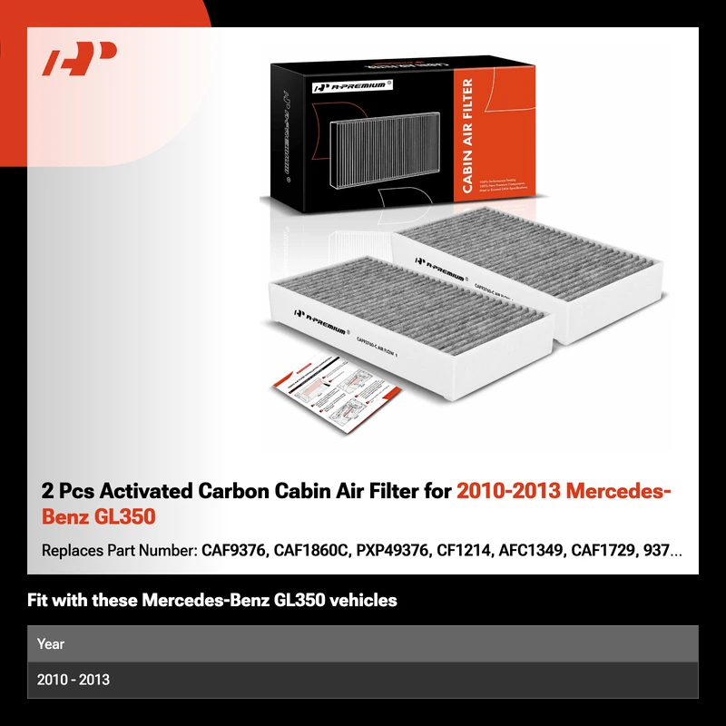 2 Pcs Activated Carbon Cabin Air Filter for 2010-2013 Mercedes-Benz GL350