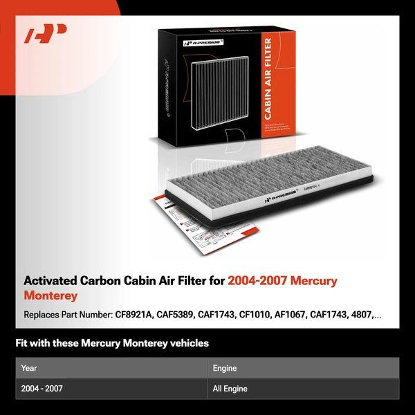 Activated Carbon Cabin Air Filter for 2004-2007 Mercury Monterey
