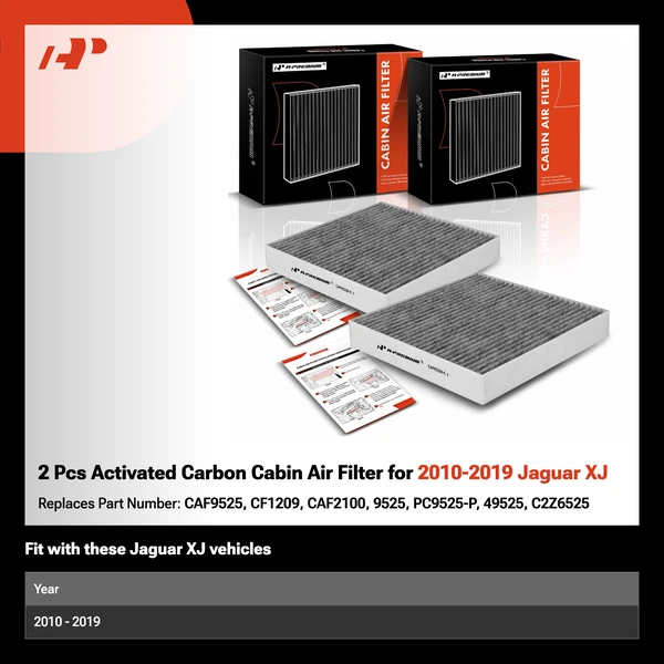 2 Pcs Activated Carbon Cabin Air Filter for 2010-2019 Jaguar XJ