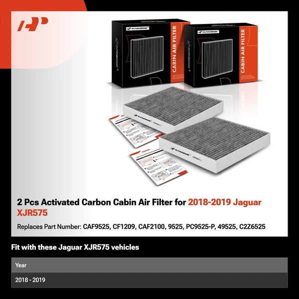 2 Pcs Activated Carbon Cabin Air Filter for 2018-2019 Jaguar XJR575