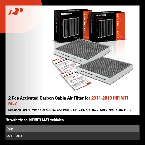 2 Pcs Activated Carbon Cabin Air Filter for 2011-2013 INFINITI M37