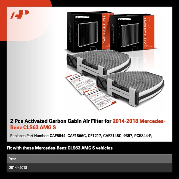 2 Pcs Activated Carbon Cabin Air Filter for 2014-2018 Mercedes-Benz CLS63 AMG S