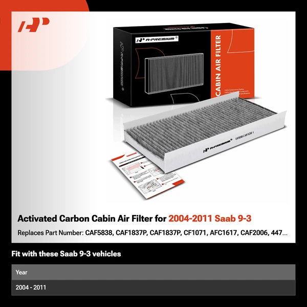 Activated Carbon Cabin Air Filter for 2004-2011 Saab 9-3