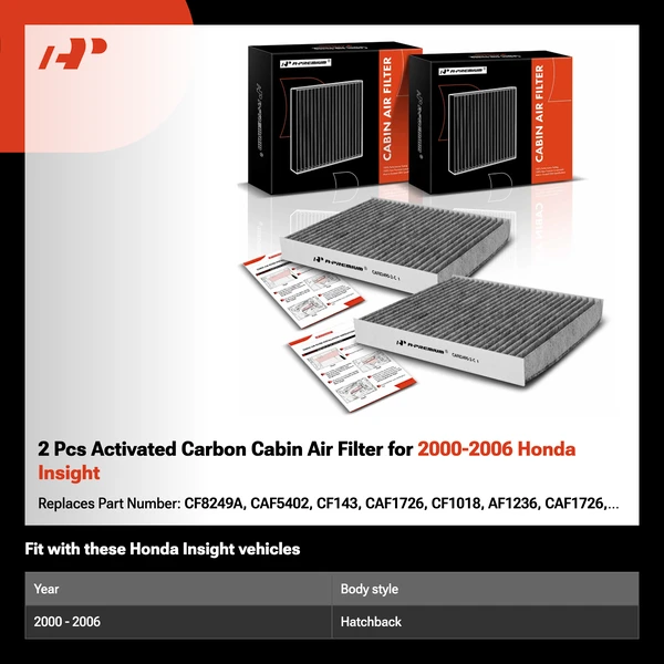 2 Pcs Activated Carbon Cabin Air Filter for 2000-2006 Honda Insight