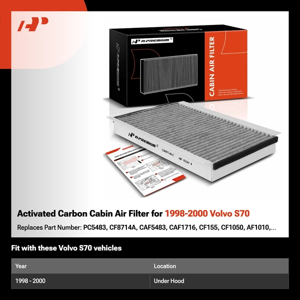 Activated Carbon Cabin Air Filter for 1998-2000 Volvo S70