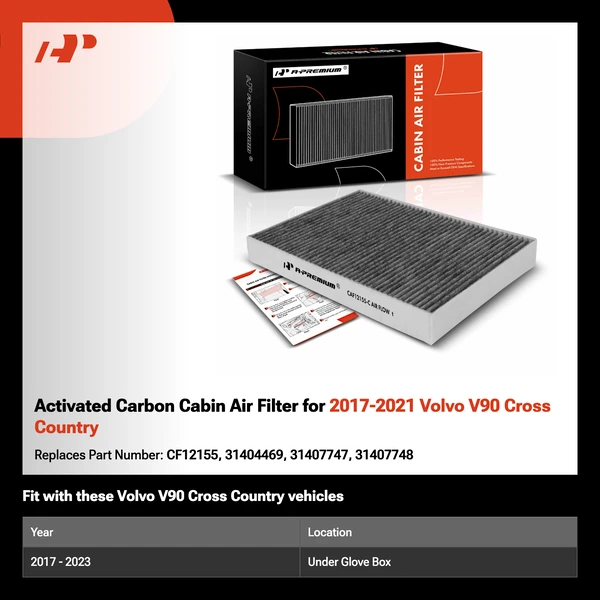 Activated Carbon Cabin Air Filter for 2017-2021 Volvo V90 Cross Country