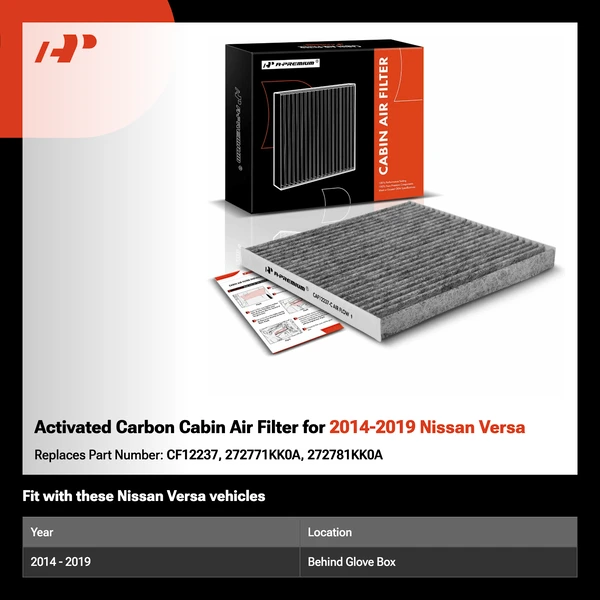 Activated Carbon Cabin Air Filter for 2014-2019 Nissan Versa