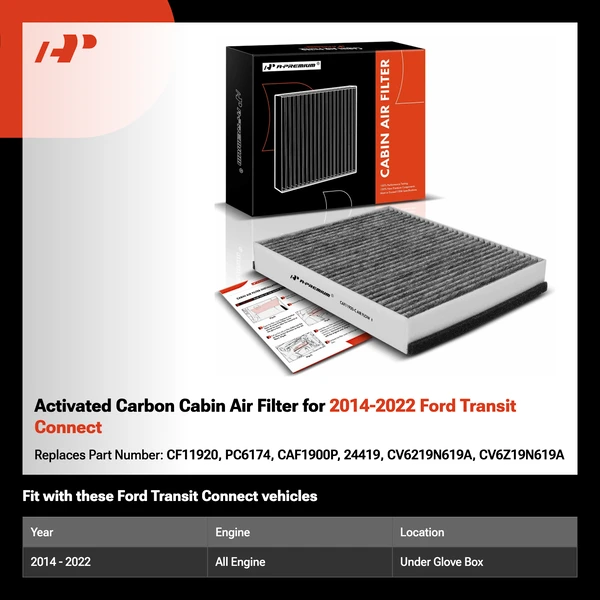 Activated Carbon Cabin Air Filter for 2014-2022 Ford Transit Connect