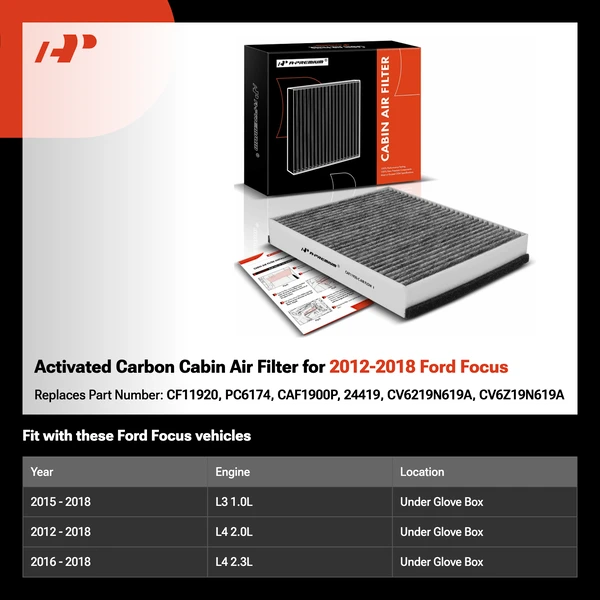 Activated Carbon Cabin Air Filter for 2012-2018 Ford Focus