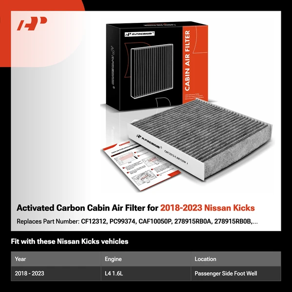 Activated Carbon Cabin Air Filter for 2018-2023 Nissan Kicks