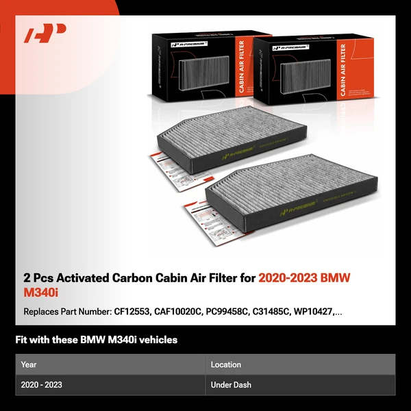 2 Pcs Activated Carbon Cabin Air Filter for 2020-2023 BMW M340i