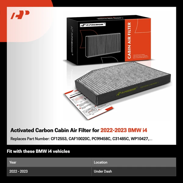 Activated Carbon Cabin Air Filter for 2022-2023 BMW i4