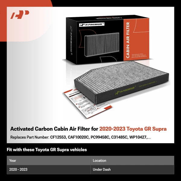 Activated Carbon Cabin Air Filter for 2020-2023 Toyota GR Supra