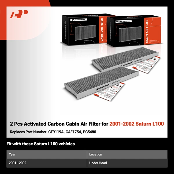 2 Pcs Activated Carbon Cabin Air Filter for 2001-2002 Saturn L100