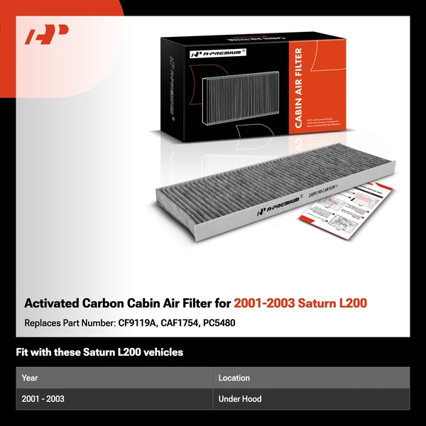 Activated Carbon Cabin Air Filter for 2001-2003 Saturn L200